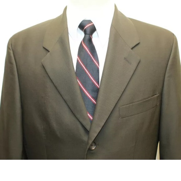 Chaps Ralph Lauren Men Dark Brown Pure Wool Made In Canada 3 Button 40R Blazer - Picture 10 of 10